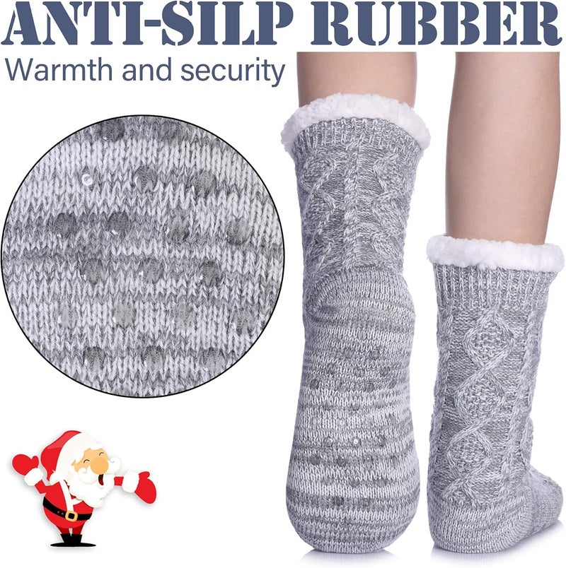 LINEMIN Womens Slipper Socks Winter Warm Fleece Lined Socks Cozy Soft Thick Fuzzy Non Slip Indoor Christmas Socks - Image 3